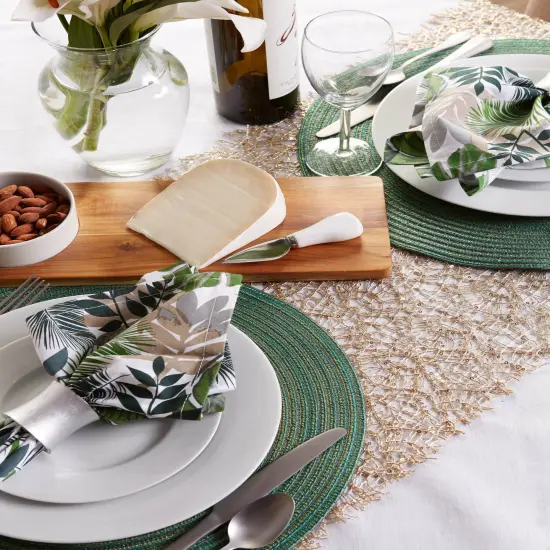 DII Variegated Green Lurex Round Polypropylene Woven Placemat (Set of 6) {2}