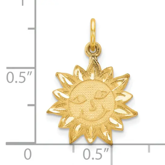 10K Yellow Gold Smiling Sun Charm Jewelry FindingKing 20 X 18mm  {4}