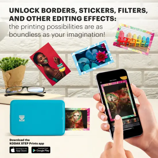 Kodak Step Mobile Instant Photo Printer, Portable Printer Compatible with iOS & Android Blue {3}