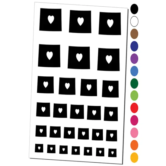 Wyoming State with Heart Temporary Tattoo Water Resistant Fake Body Art Set Collection Orange {1}