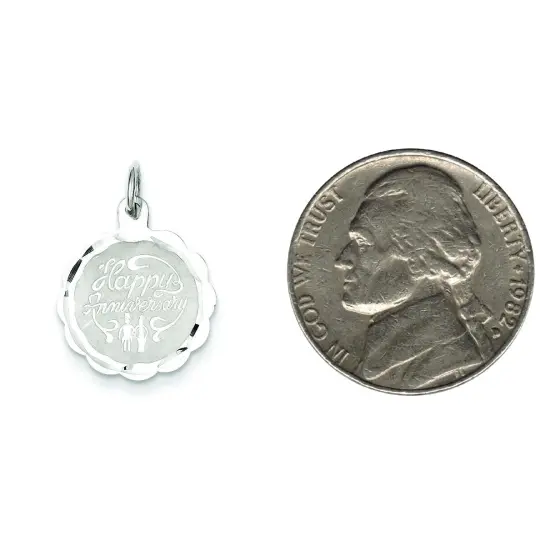 Sterling Silver Happy Anniversary Charm FindingKing Jewerly 23mm x 16mm {2}