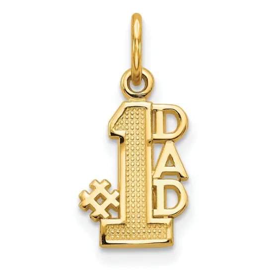 Dad Charm 10K Yellow Gold #1 Dad Charm Father Daddy Pendant 15 X 17mm Jewerly {1}
