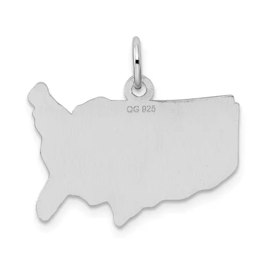 Sterling Silver United States Charm Pendant Jewelry 17mm x 23mm {4}