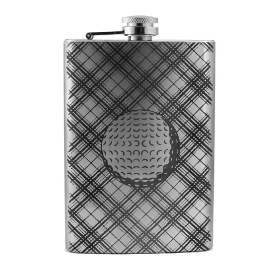 8oz Plaid Golf Stainless Steel Flask {1}