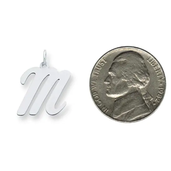 Sterling Silver Large Script Initial Letter M Charm Jewerly 21mm x 11mm {2}