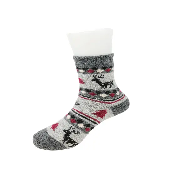 Wrapables Children's Thick Winter Warm Wool Socks (Set of 6), Christmas Reindeer / Medium {5}