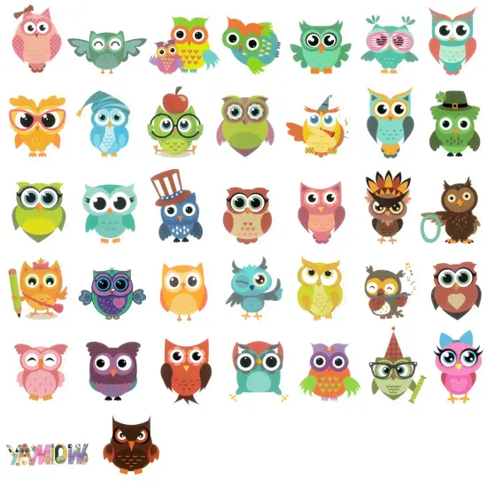 Wrapables Waterproof Vinyl Stickers for Water Bottles, Laptop, Phones, Skateboards, Decals for Teens, 80pcs Owls {3}