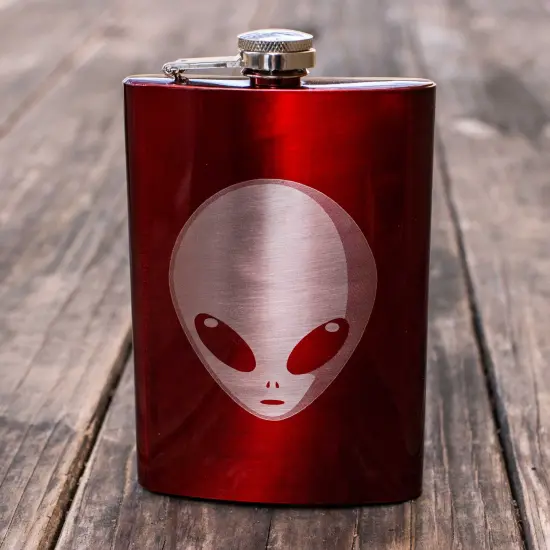 8oz RED Alien Flask {2}