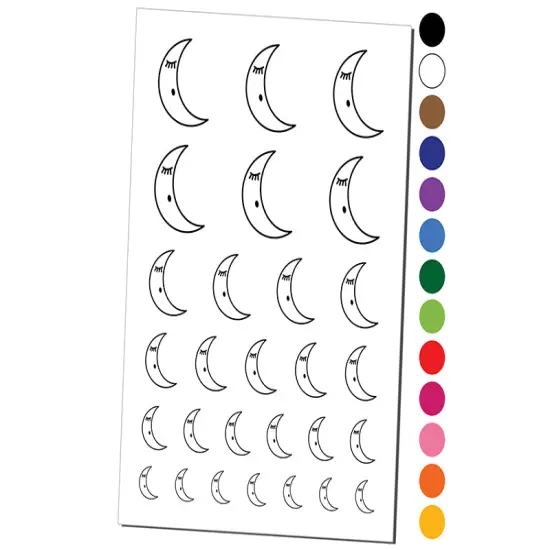 Sleeping Moon Temporary Tattoo Water Resistant Fake Body Art Set Collection Black {1}