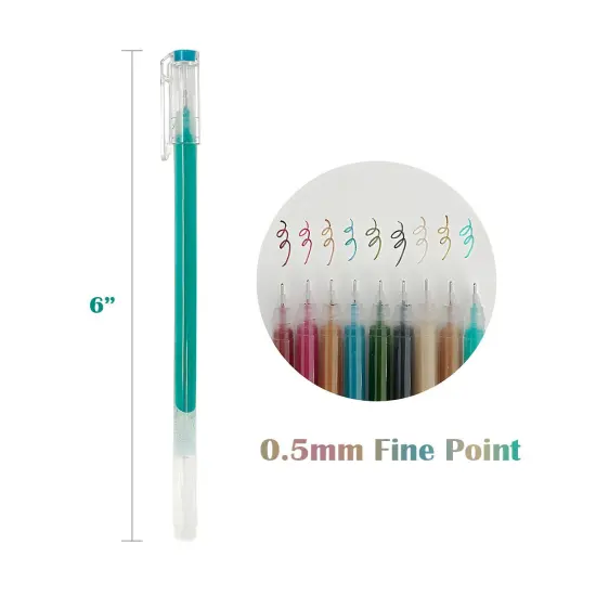 Wrapables Colorful Gel Ink Pens, 0.5mm Fine Point, for Home, Office, Stationery (Set of 9) Rainbow {8}