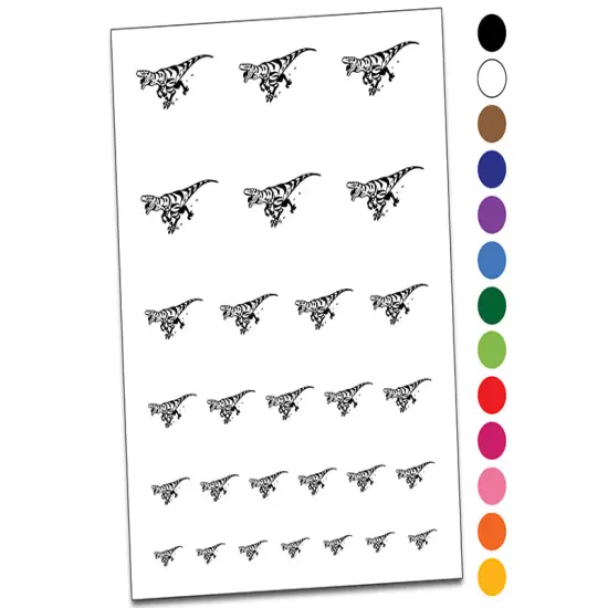 Fierce Running Velociraptor Dinosaur Temporary Tattoo Water Resistant Fake Body Art Set Collection Yellow {1}