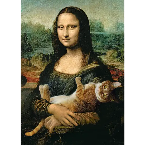 500 Piece Jigsaw Puzzles, Mona Lisa and a Purring Kitty, Da Vinci Puzzles, Art Puzzles, Adult Puzzles, Trefl 37294 {2}