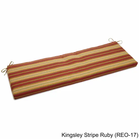 60-inch by 19-inch Spun Polyester Bench Cushion - Kingsley Stripe Ruby {1}