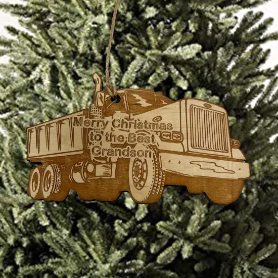 Merry Christmas to the best Grandson Dump Truck - Ornament {2}