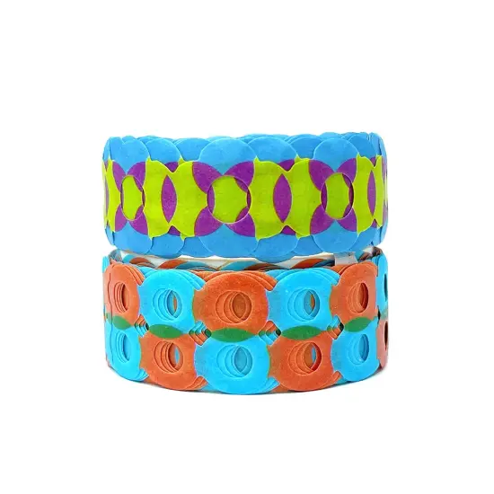 Wrapables Bright Geometric Design Hollow Washi Masking Tape 4M Length Total (Set of 2) Circle & Bubbles {3}