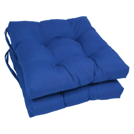 16-inch Solid Twill Square Tufted Chair Cushions (Set of 2) - Royal Blue {1}