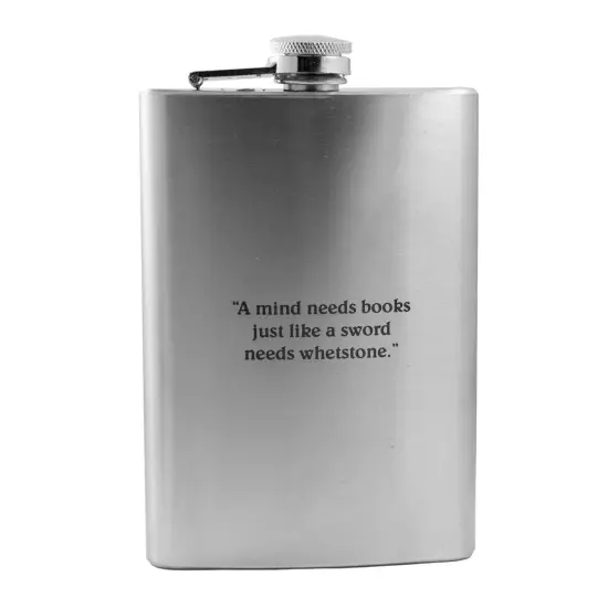 8oz A Mind Needs Books Stainless Steel Flask {1}