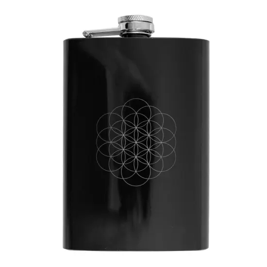 8oz BLACK Flower of Life Flask {1}