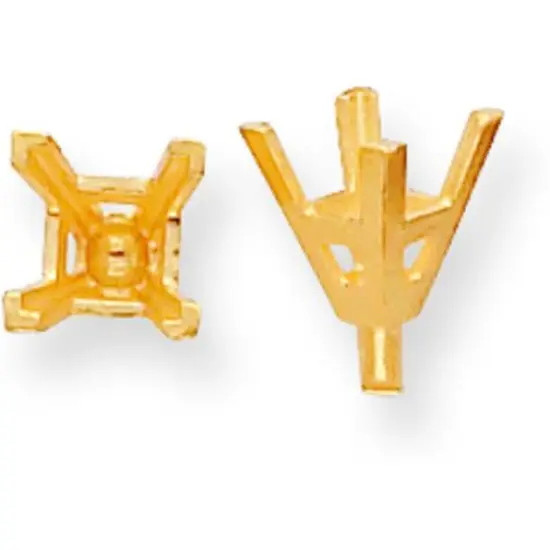 18K Gold 4 Prong Princess Peg V-End Setting 9mm {1}