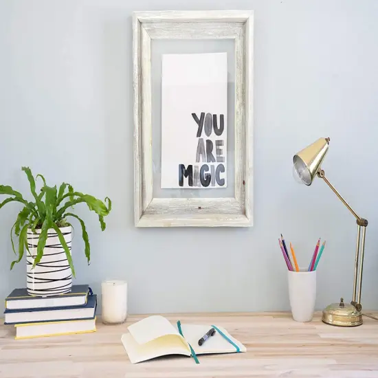 Rustic Farmhouse Signature Series Reclaimed Solid Wood Floating Picture Frame Grey {7}