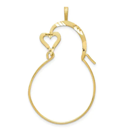 10K Yellow Gold Heart Charm Holder Jewelry FindingKing 40 X 36mm {1}