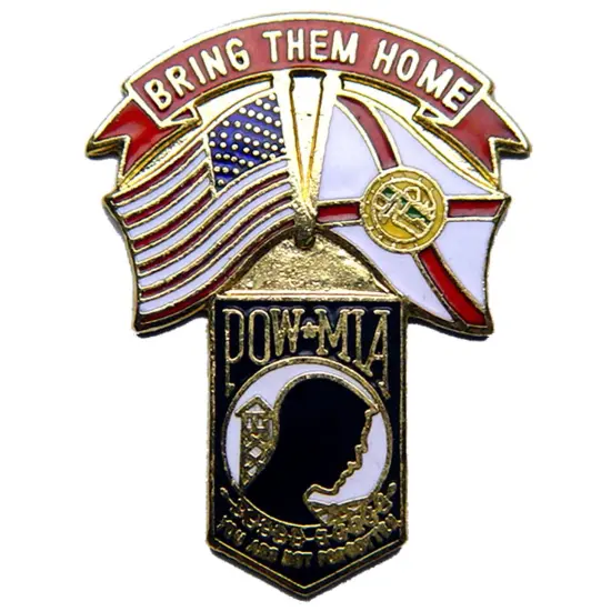 American POW & Florida Flags Pin 1 1/4" {1}