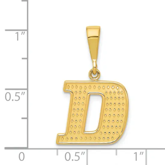 14K Yellow Gold Initial D Charm Letter Pendant Jewelry 26mm x 15mm {3}