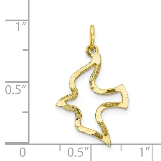 10K Gold Holy Spirit Dove Charm Religious Jewelry 25mm x 16mm {3}