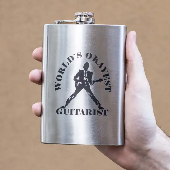 8oz World's Okayest Guitarist Stainless Steel Flask {3}