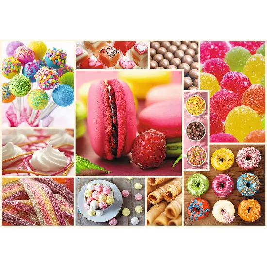 1000 Piece Jigsaw Puzzles, Candy, Collage, Sweets, Macaroons, Donuts, Adult Puzzles, Trefl 10469 {2}