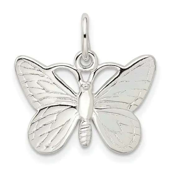 Sterling Silver Butterfly Charm Jewelry Pendant 20mm x 25mm {3}