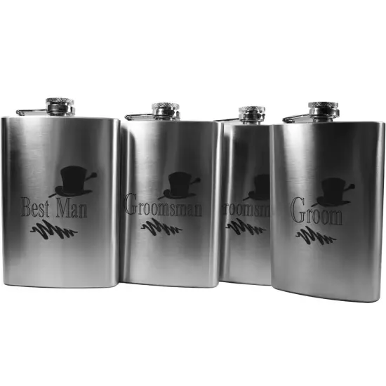8oz Best Man, Groom, and 4 Groomsman Stainless Steel Flasks Wedding gift (QTY 6 flasks) {1}