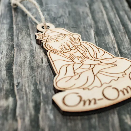 Ornament - Om Om Om - Raw Wood 4x3in {2}