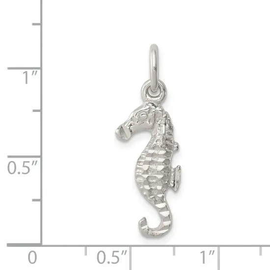 Sterling Silver Seahorse Charm Jewelry Sea Jewelry 24mm x 10mm {2}