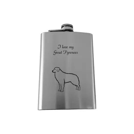 8oz I love my Great Pyrenees Stainless Flask {1}