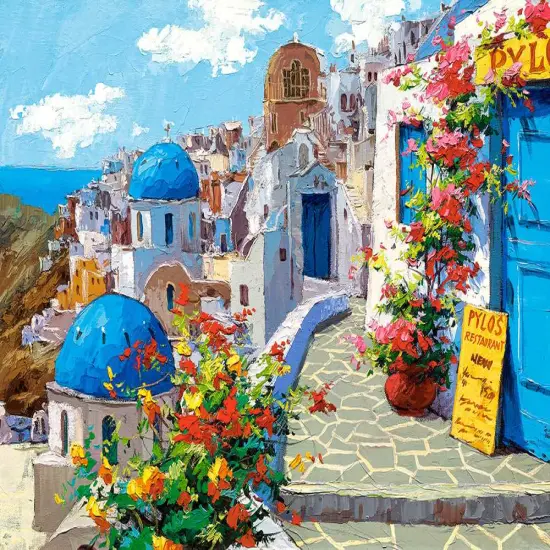 2000 Piece Jigsaw Puzzle, Spring in Santorini, Greece, Adult Puzzles, Castorland C-200603-2 {2}