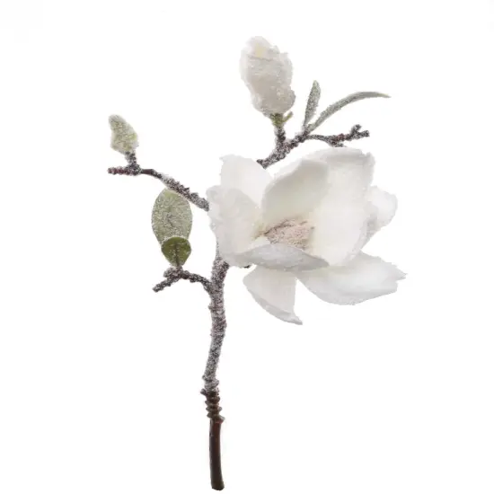 14" Christmas Snow Magnolia Pick - 24-Pack, White Lifelike Blooms, Elegant Floral D&eacute;cor, Perfect for Arrangements, Events & Winter Displays - 2024 Christmas Collection, Floral Home by Artificial Flowers {1}