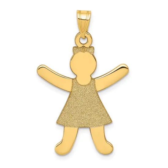 14K Yellow Gold Girl Charm Pendant Family Jewelry 34mm x 22mm {1}