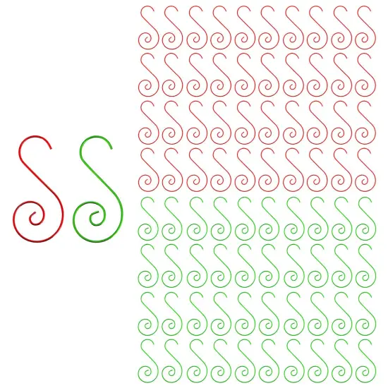 Wrapables Christmas Tree Ornament Hooks, S-Shaped Swirl Hooks for Hanging Decorations (Pack of 80) Silver & Gold {6}