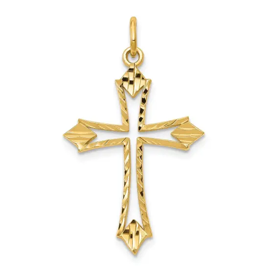 10K Gold Cross Charm Pendant Jewelry 32 x 21mm {1}