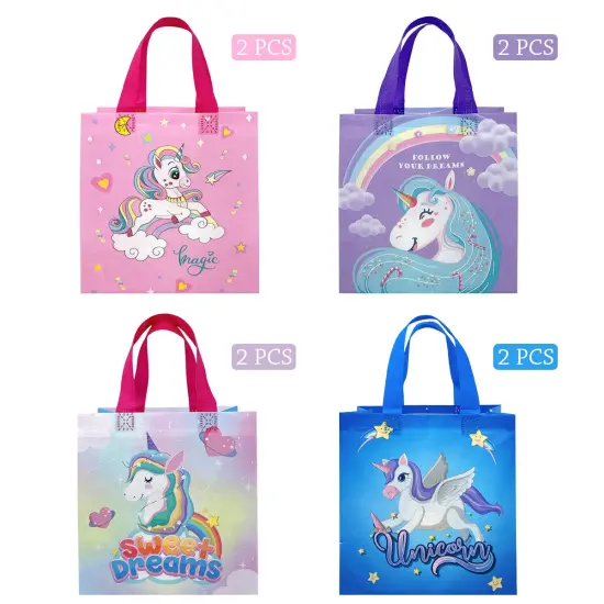 Wrapables Non-Woven Reusable Gift Bags with Handles for Parties, Birthdays, Favors and Treats (Set of 8) Dinosaurs {12}