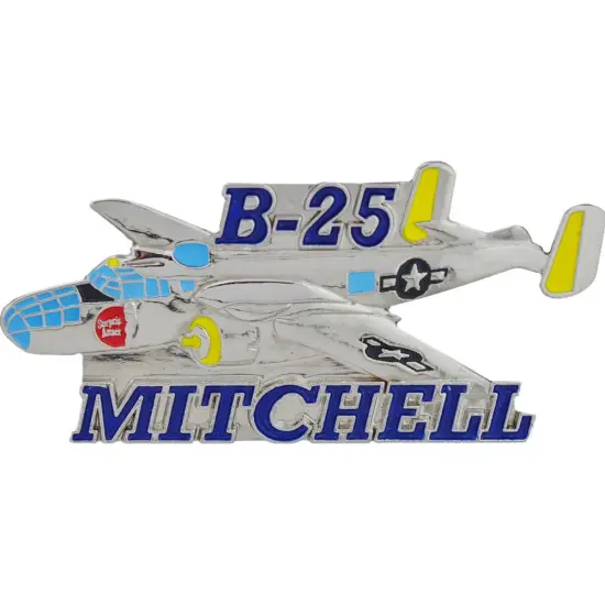 B-25 Mitchell Airplane Pin Pewter 2 3/8" {1}