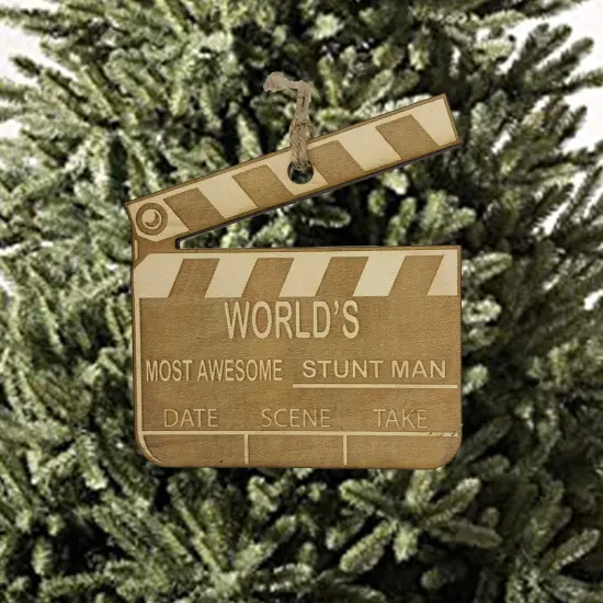 Worlds most awesome Stunt man - Ornament Raw Wood {2}