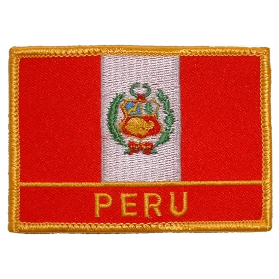 Peru Flag Patch 2 1/2" x 3 1/2" {1}