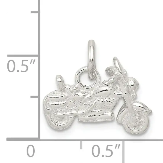 Sterling Silver Motorcycle Charm Pendant Jewelry 12mm x 17mm {6}