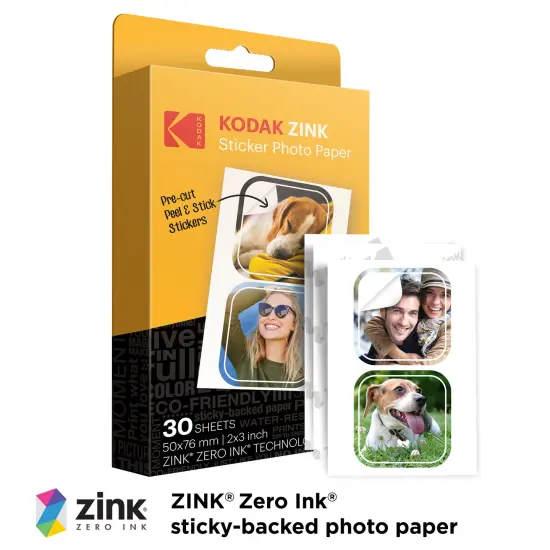 Kodak 2x3&rdquo; Zink Pre-Cut Sticker Photo Paper (30 Sheets) for the Kodak 2x3&rdquo; Instant Printers (Except Printomatic) {2}