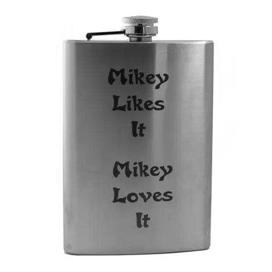 8oz Mikey Likes It Stainless Steel Flask {1}