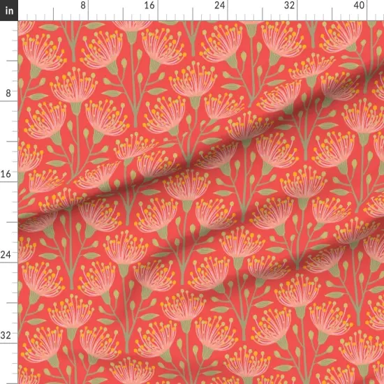 Various Fabrics by the Yard or Fat Quarter Modern Floral Coral Orange Botanical Custom Printed Fabric by Spoonflower {1}