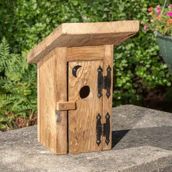 Brookside Woodworks Amish Made Mushroom Wood Outhouse Birdhouse {3}