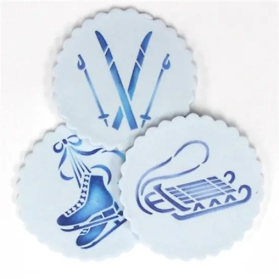 Winter Sport Cookie Stencil Set: Sled, Ice Skates, Skis | C583 by Designer Stencils | {2}